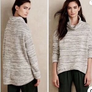 Anthropologie‎ Saturday Sunday Marbled Gray Cowl Neck Pullover Sweater size xs